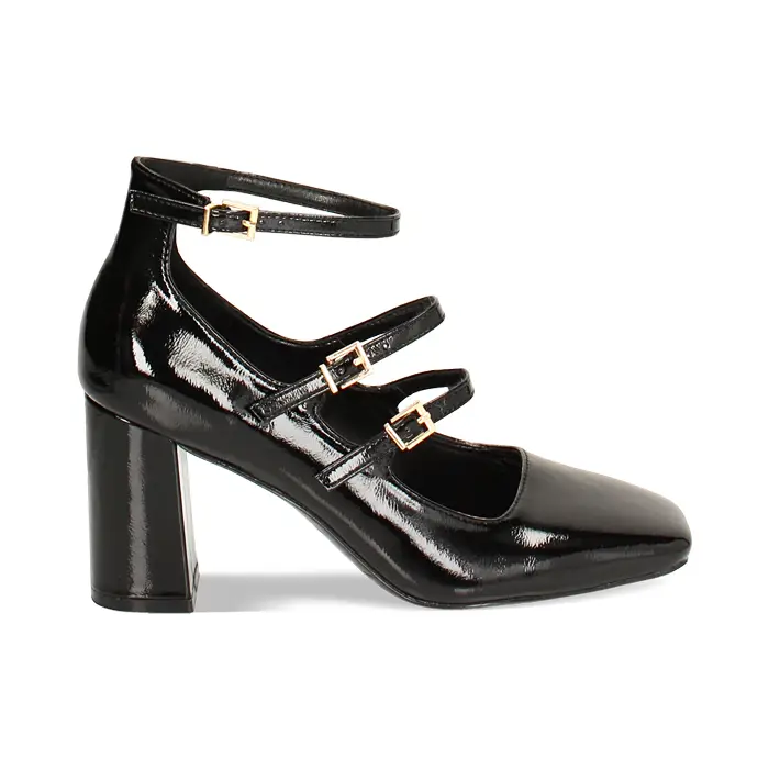 Décolleté nere in naplak, tacco largo 8 cm