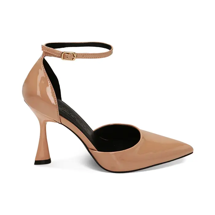Décolleté nude cinturino vernice, tacco 9,5 cm
