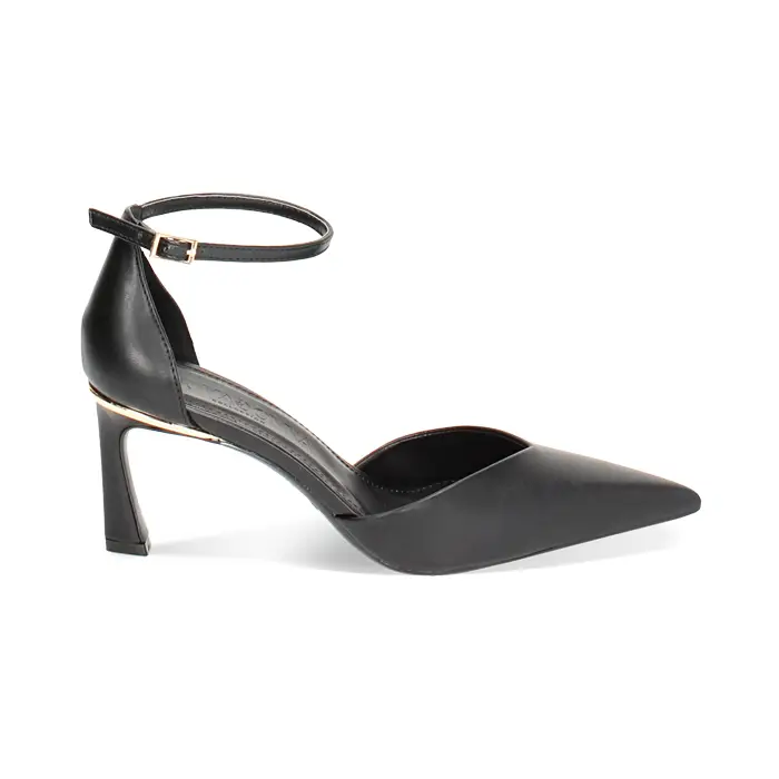 Décolleté Open shank nere a punta, tacco 7,5 cm