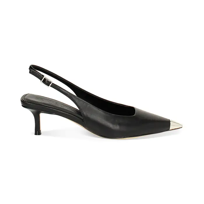 Décolleté slingback donna nere, tacco 5,5 cm