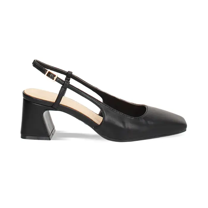 Décolleté slingback donna nere, tacco 5 cm