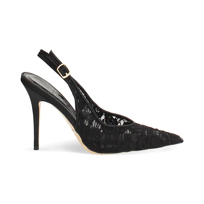 Décolleté slingback nere tacco 10,5 cm