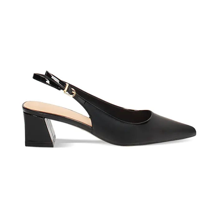 Décolleté slingback nere tacco 4,9 cm