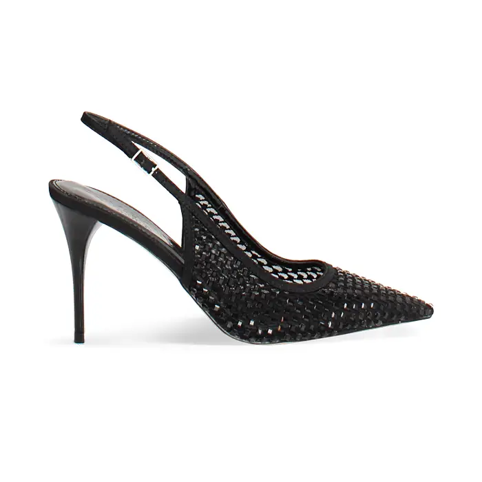 Décolleté slingback nere tacco 9 cm