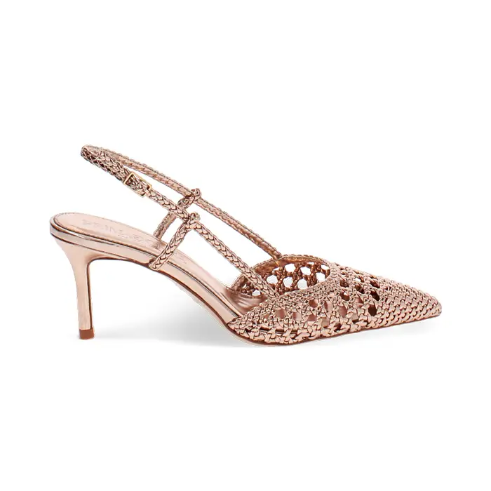 Décolleté slingback rosa-oro tacco 7 cm