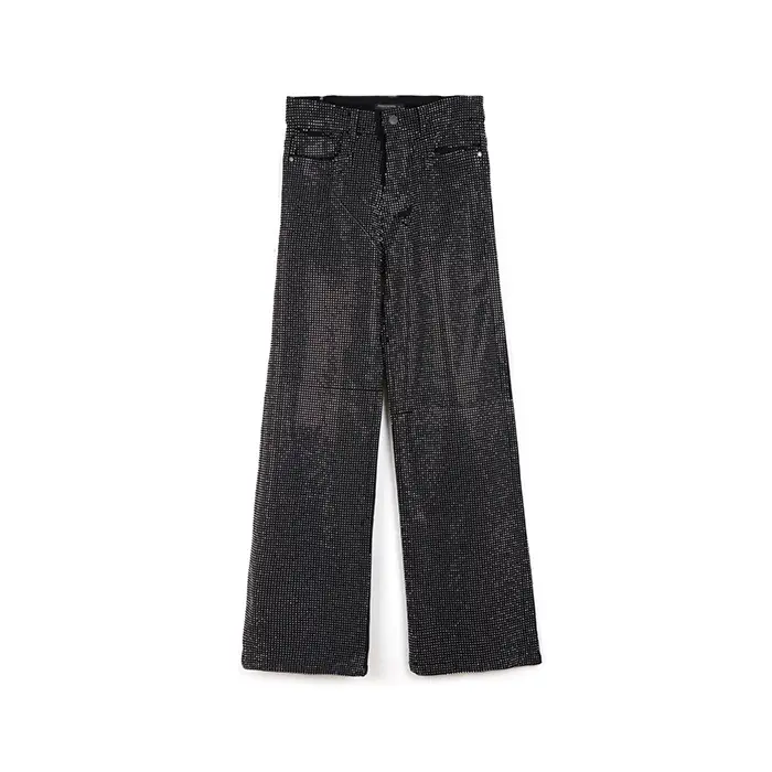 Jeans neri con strass