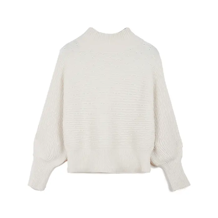 Maglia panna in tessuto intrecciato con dettagli unici