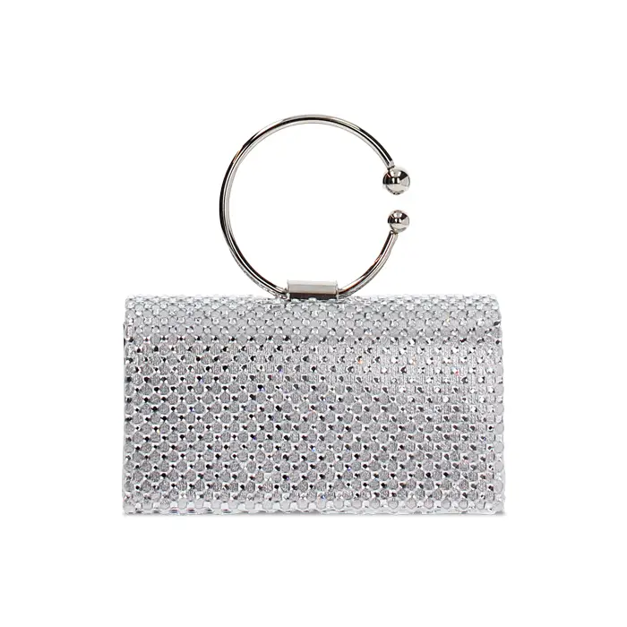 Mini bag argento con pietre scintillanti