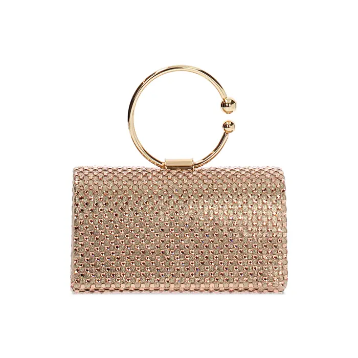 Mini bag rosa-oro con pietre