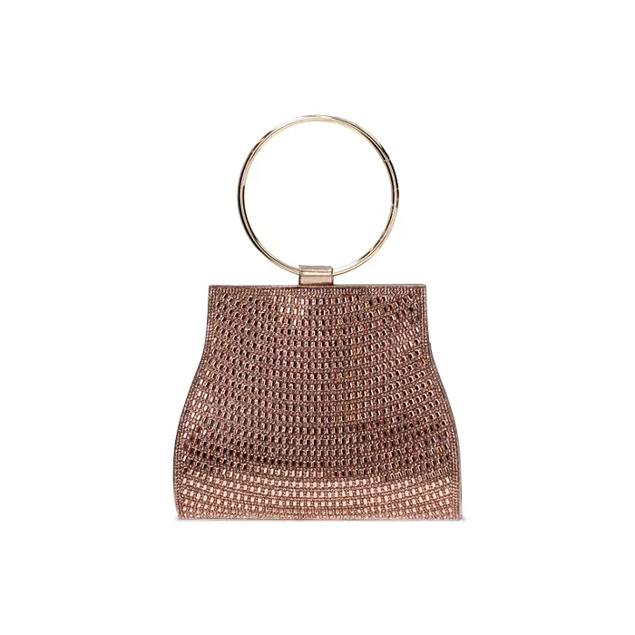 Mini bag rosa-oro con pietre scintillanti