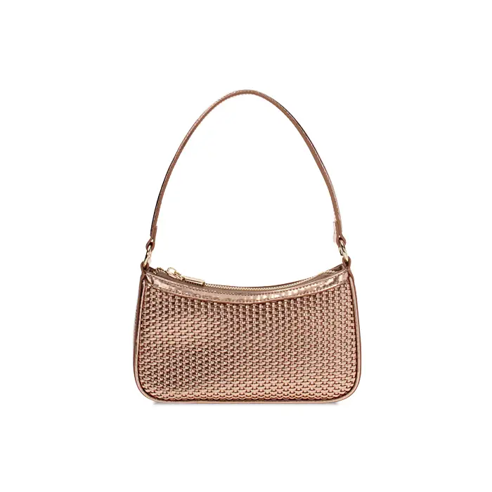 Mini bag rosa-oro con tracolla removibile