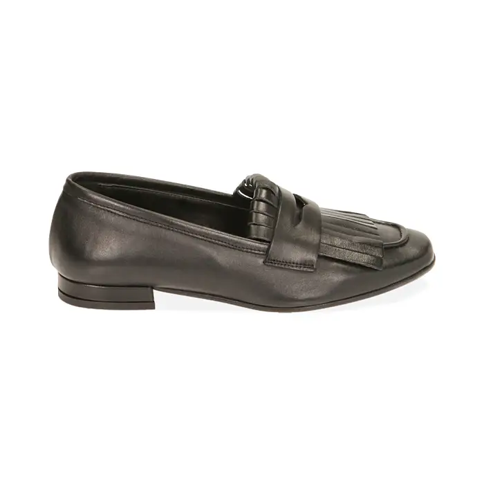 Mocassini flat neri in pelle