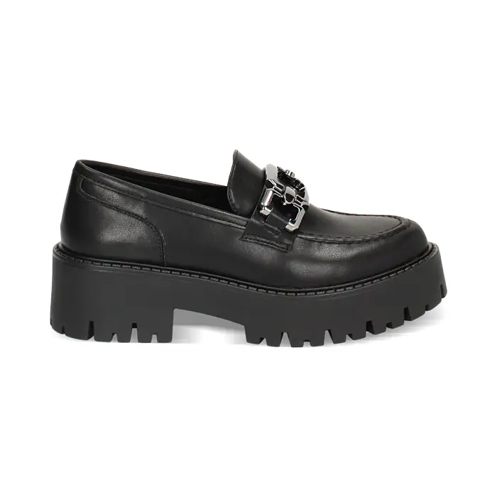 Mocassino nero con fibbia