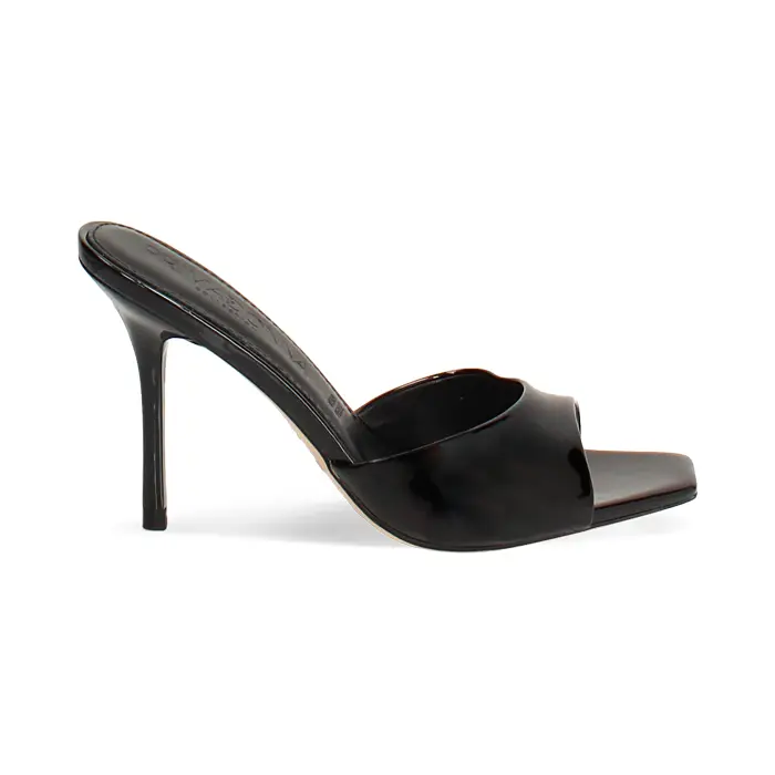 Mules open toe neri tacco 9,5 cm