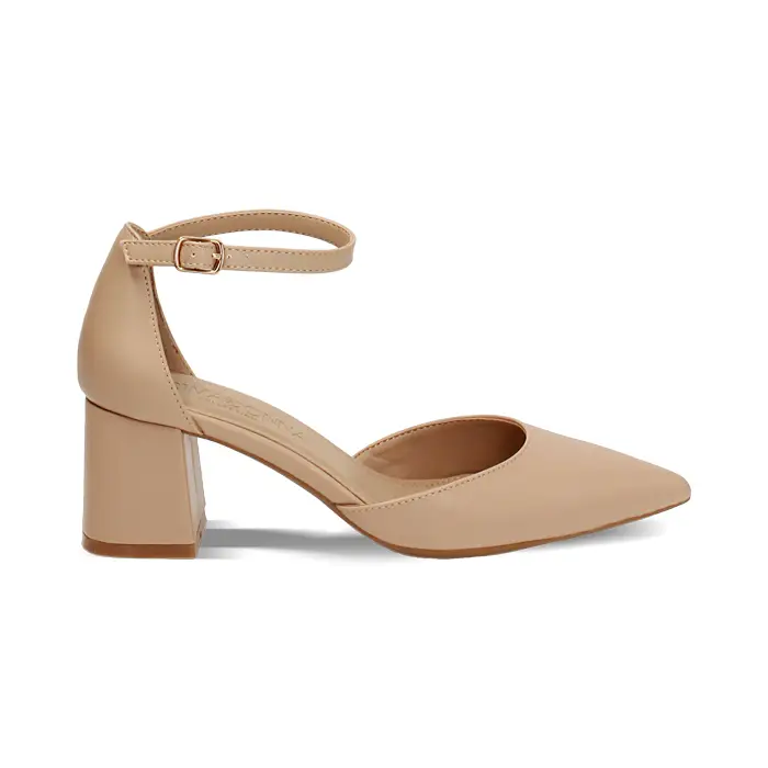 Open shank beige tacco 6 cm