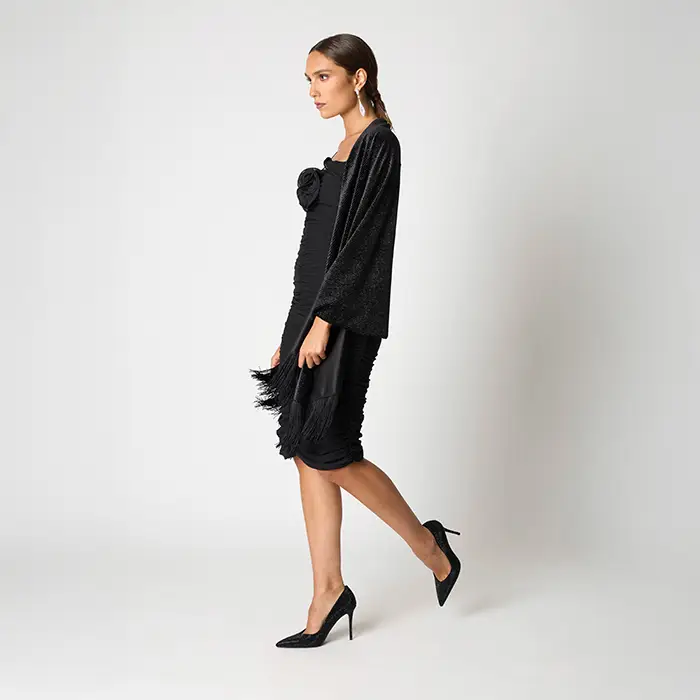 Pashmina nera e argento elegante