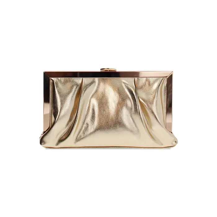 Pochette oro scintillante con tracolla removibile
