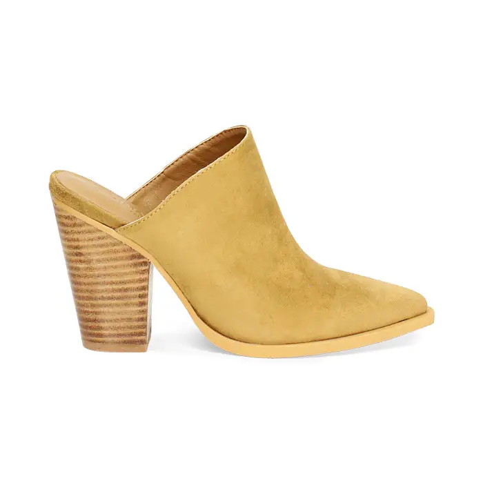 Sabot donna cognac in microfibra, tacco largo 9,5 cm