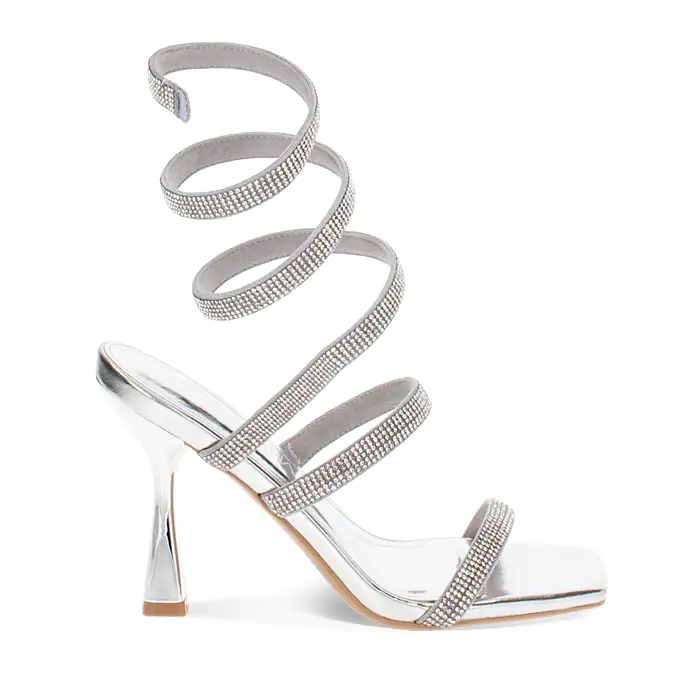 Sandali argento tacco 9,5 cm con pietre