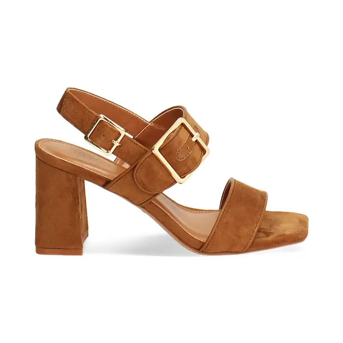 Sandali cognac con tacco 7,5 cm