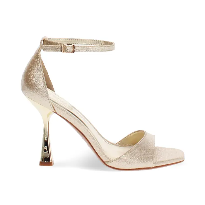 Sandali oro tacco 9,5 cm scintillanti