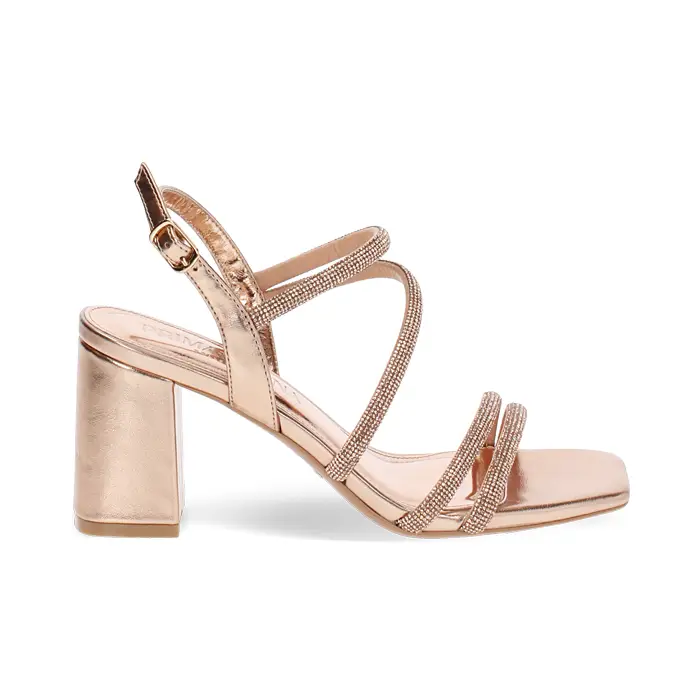 Sandali rosa-oro con tacco 7,5 cm