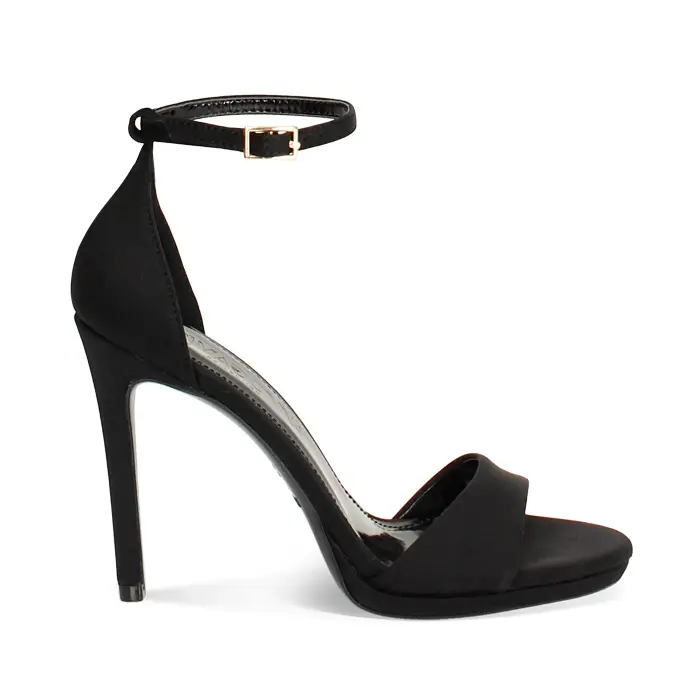 Sandalo con tacco donna nero con plateau, tacco 10 cm