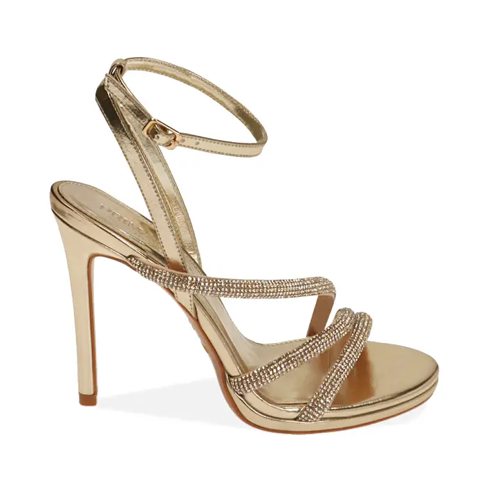 Sandalo con tacco donna oro chic, tacco 10,5 cm