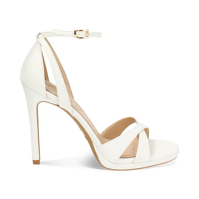 Sandalo donna bianco fashion, tacco 10,5 cm