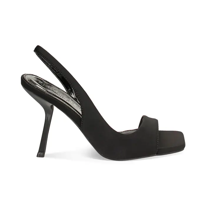 Sandalo donna neri fashion, tacco 9, 5 cm