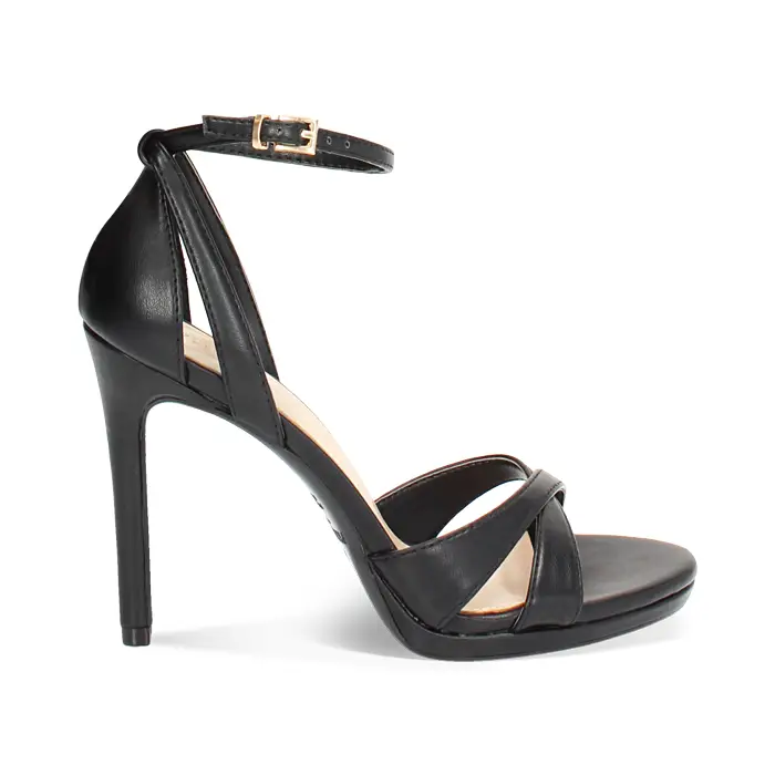 Sandalo donna nero fashion, tacco 10,5 cm