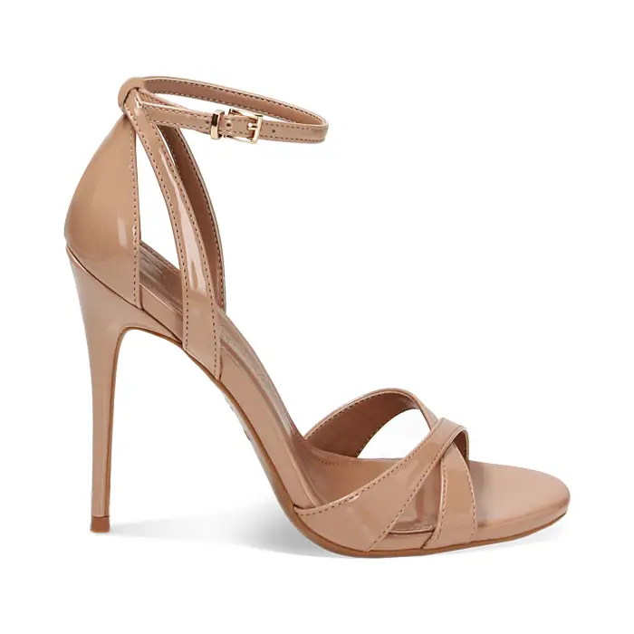 Sandalo donna nude in vernice, tacco 11 cm