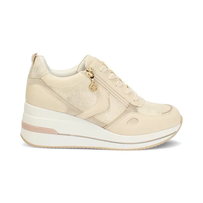 Sneakers beige con tacco 6,5 cm