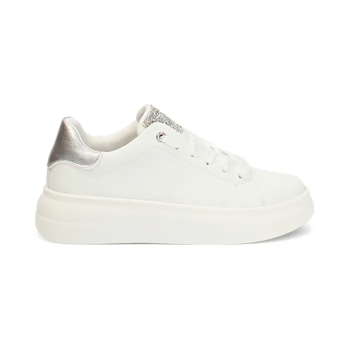 Sneakers bianche-argento tacco 5 cm