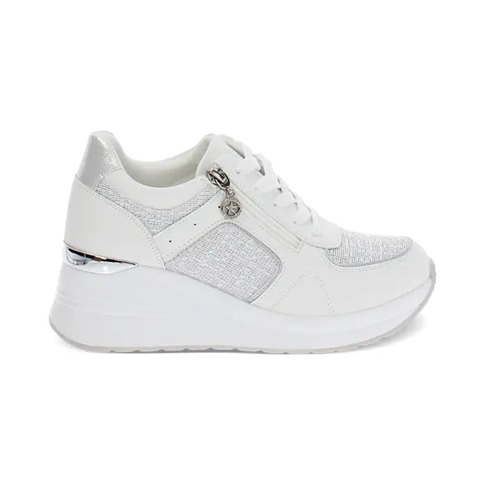 Sneakers bianche con tacco 6,5 cm