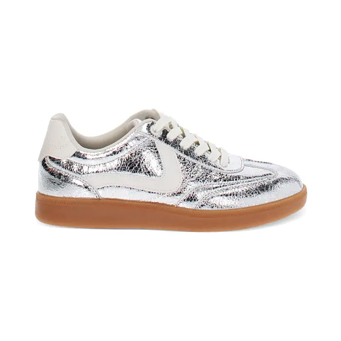 Sneakers donna argento in crack laminato