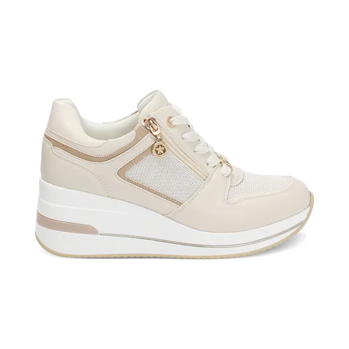 Sneakers donna beige in tessuto
