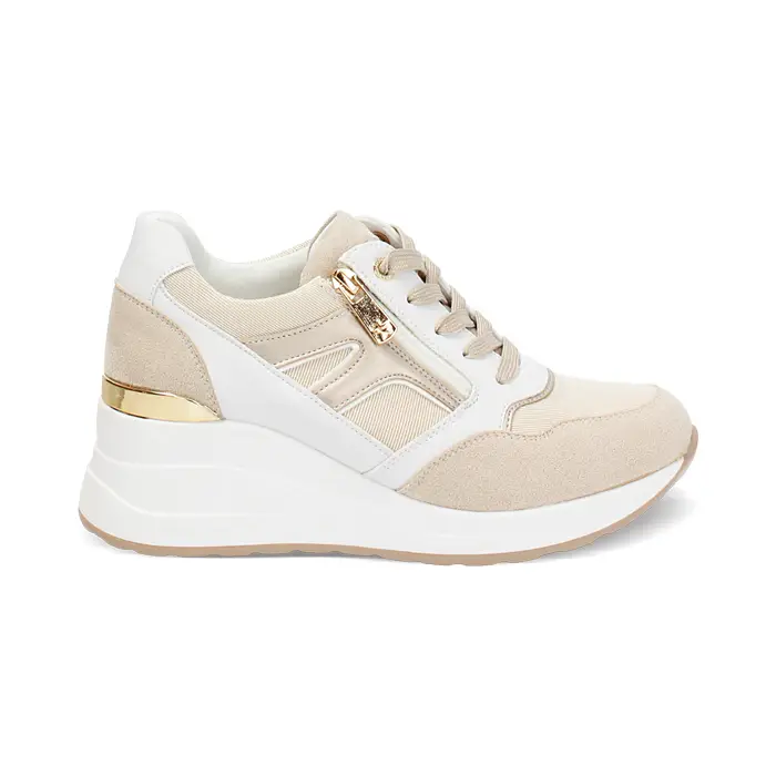 Sneakers donna beige in tessuto