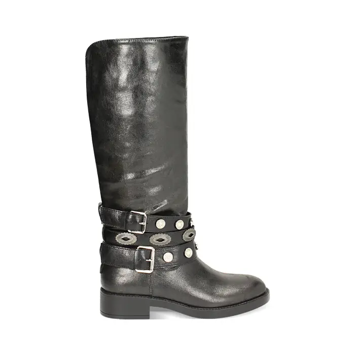 Stivale nero con borchie