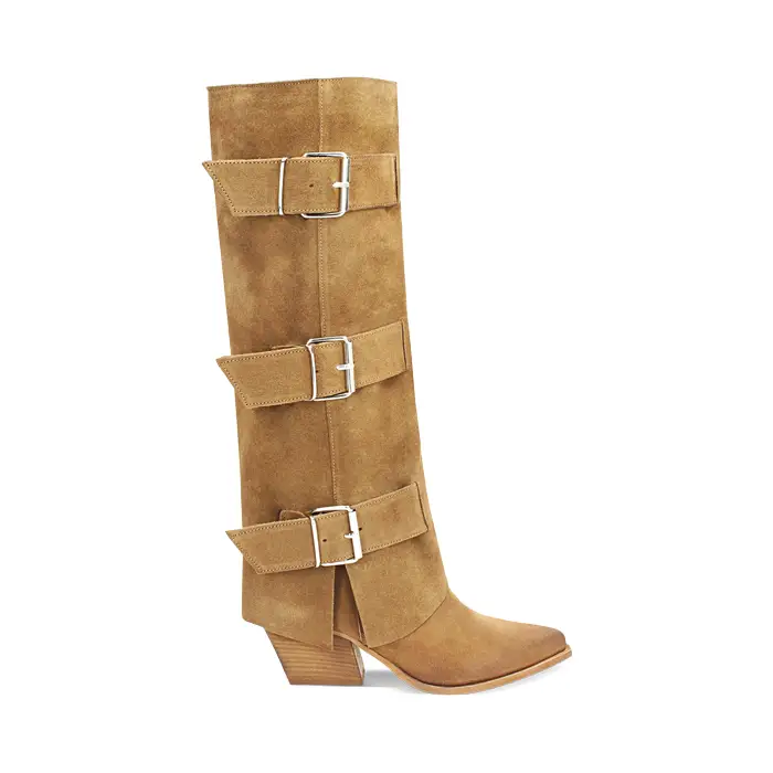 Stivale texano donna taupe con fibbie