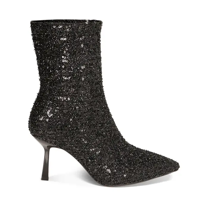 Stivaletti neri glitter, tacco 8 cm