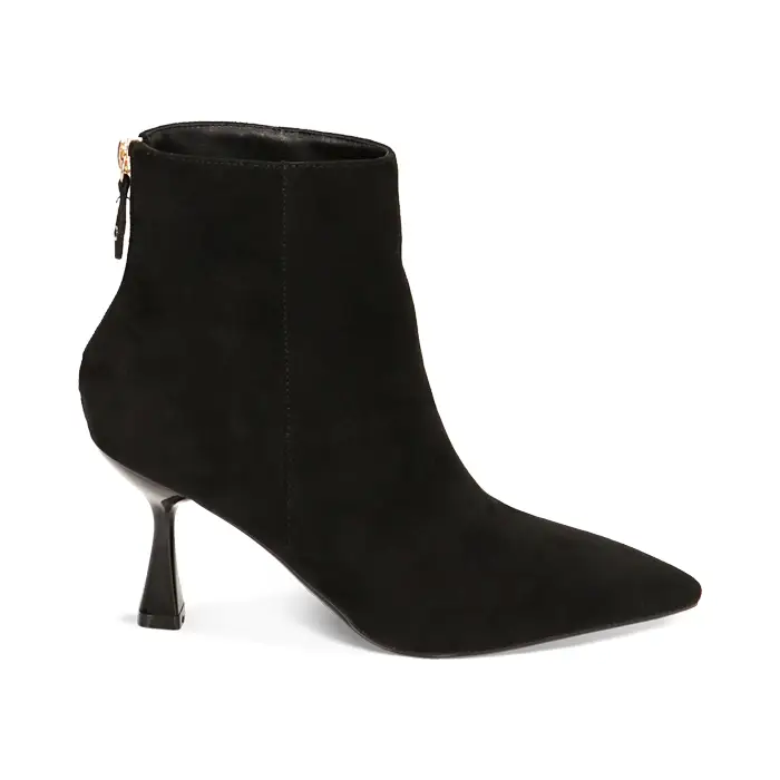 Stivaletti neri in microfibra, tacco 8 cm