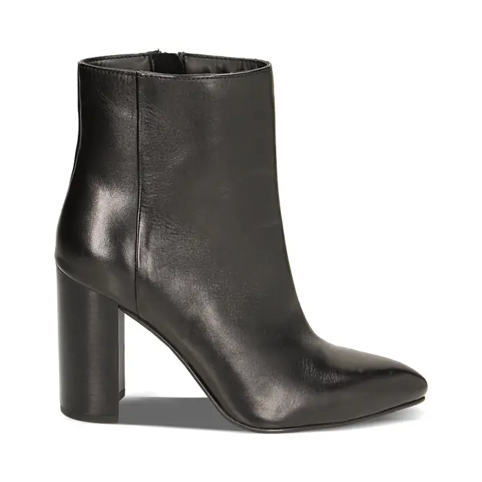 Stivaletti neri in pelle, tacco 9 cm