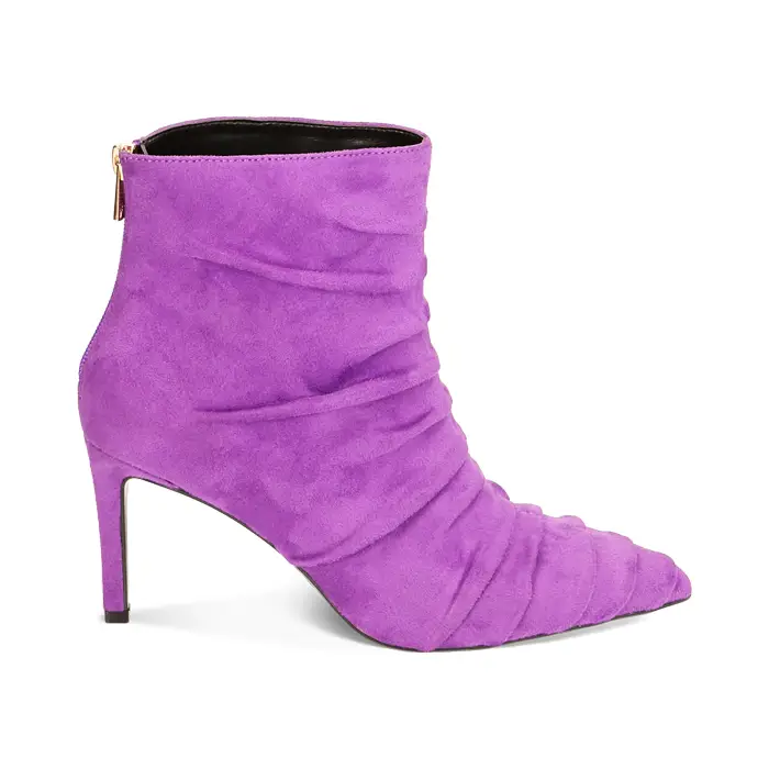 Stivaletti viola in microfibra, tacco 12 cm