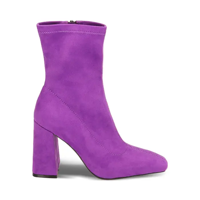 Stivaletti viola in microfibra, tacco 9,5 cm