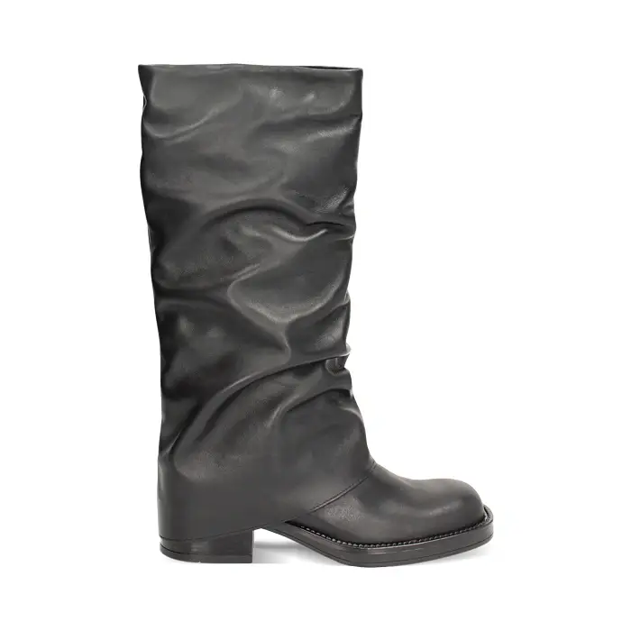 Stivali biker in pelle morbida, neri