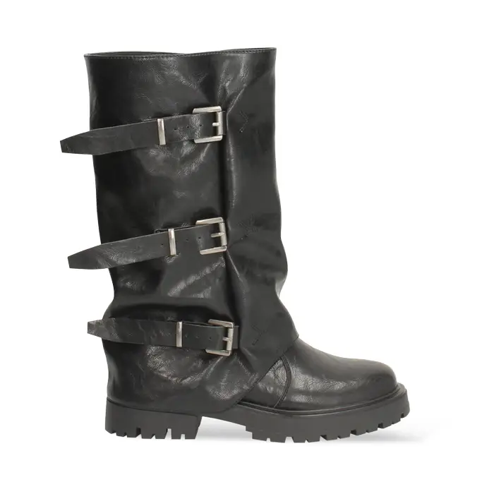 Stivali biker neri con fibbie