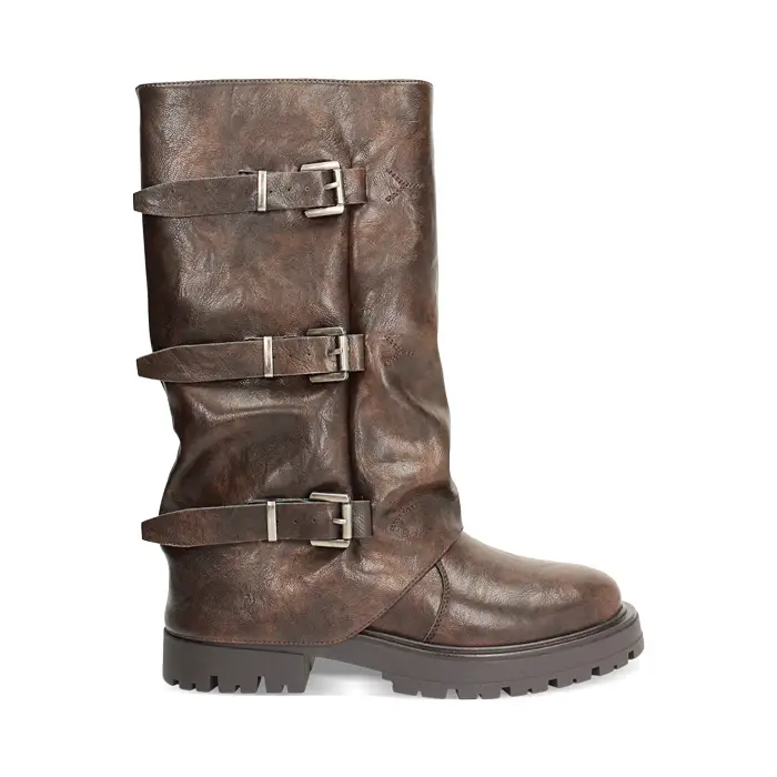 Stivali biker testa di moro con fibbie