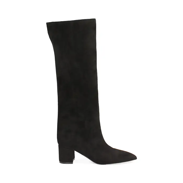 Stivali in microfibra neri con tacco di 6 cm