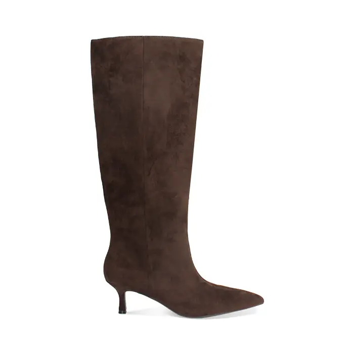 Stivali in microfibra testa di moro con tacco 5,6 cm